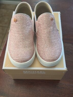 Michael Kors Rose Gold Sparkle Slip-On Sneakers
